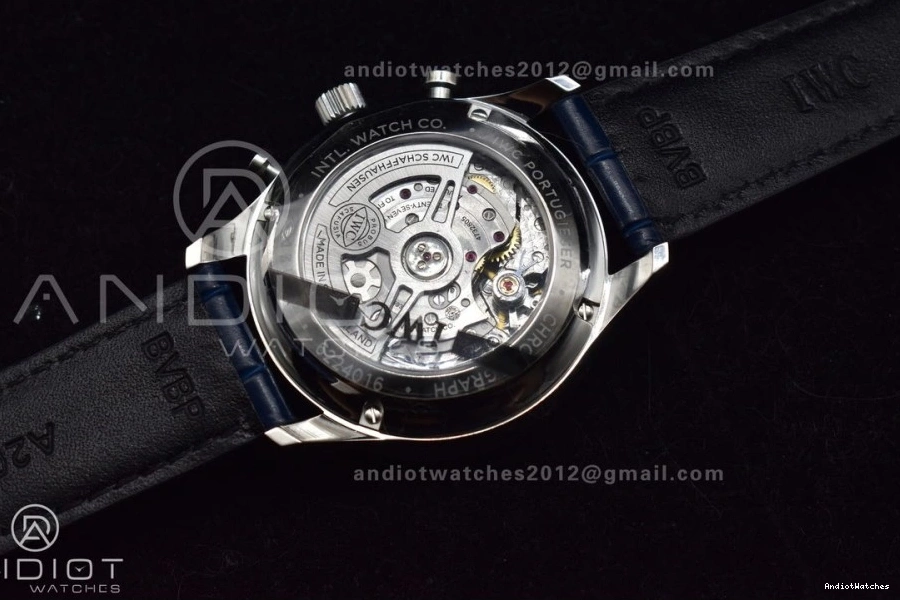 A Dial Chrono Blue Strap ZF Blue on Best 1:1 Portuguese Edition 1019 White SmartChoice Leather IW371620 0406